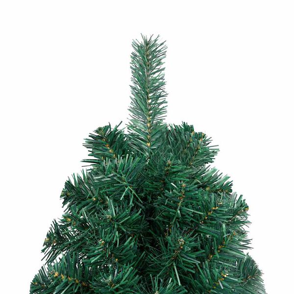 vidaXL Medio &aacute;rbol de Navidad con luces y bolas verde 210 cm