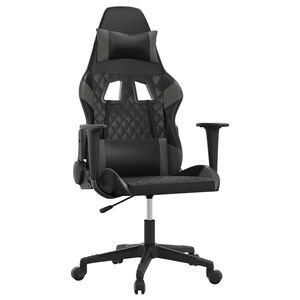 vidaXL Silla gaming cuero sint&eacute;tico negro y gris