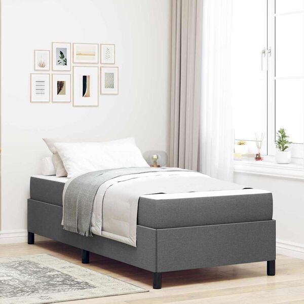 vidaXL Cama tipo Box Spring Gris oscuro 90 x 190 cm tela