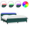 vidaXL Cama box spring con colch&oacute;n y LED terciopelo verde oscuro 180x220 cm