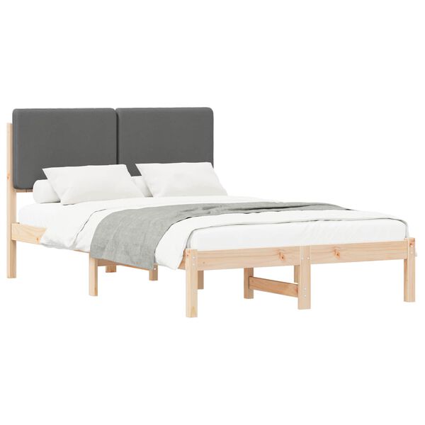 vidaXL Estructura de Cama con Cabecera Tapizada Gris oscuro