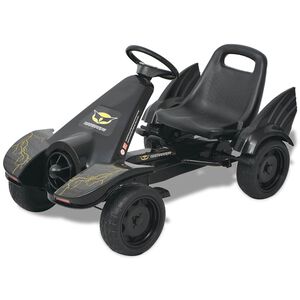 vidaXL Kart con pedales y asiento ajustable negro