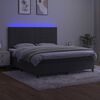 vidaXL Cama box spring colch&oacute;n y LED terciopelo gris oscuro 160x200 cm