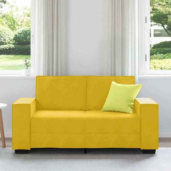 vidaXL Sof&aacute; de 2 plazas terciopelo amarillo 160x78x84 cm