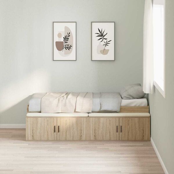 vidaXL Cama con almacenamiento Roble Sonoma 90 x 190 cm