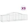 vidaXL Cestas de gaviones 9 uds forma de arco hierro 200x50x40/60 cm