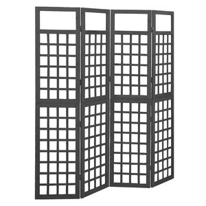 vidaXL Biombo/Enrejado de 4 paneles madera de abeto negro 161x180 cm