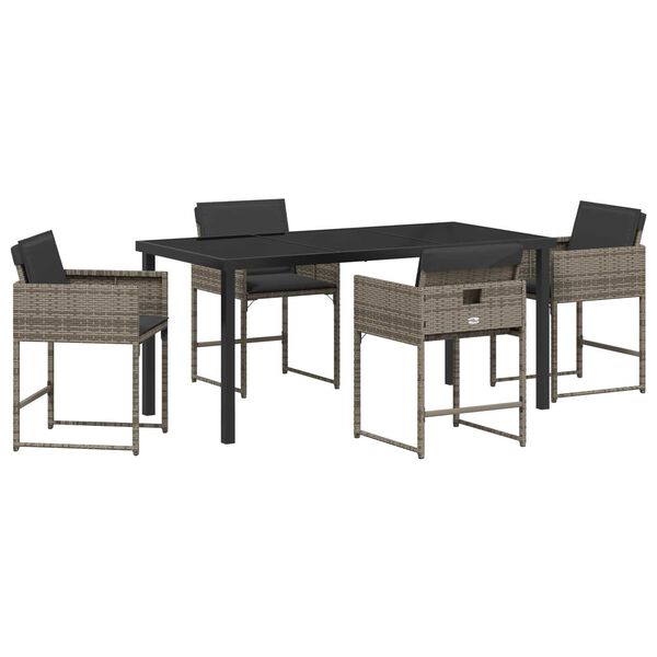 vidaXL Conjunto de Comedor de Jard&iacute;n 5 pcs Gris rat&aacute;n sint&eacute;tico