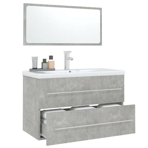 vidaXL Conjunto de muebles de ba&ntilde;o 3 piezas gris hormig&oacute;n