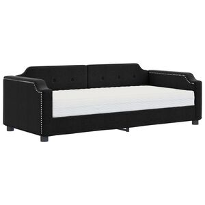 vidaXL Sof&aacute; cama con colch&oacute;n tela negro 100x200 cm