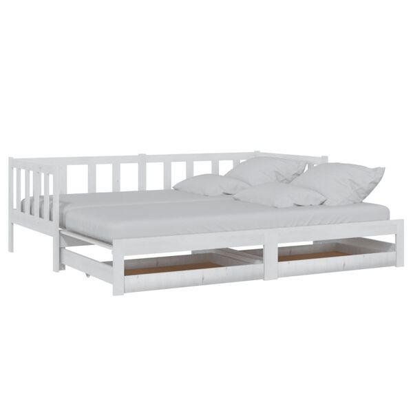 vidaXL Sof&aacute; cama extra&iacute;ble madera maciza de pino blanco 2x(90x200) cm
