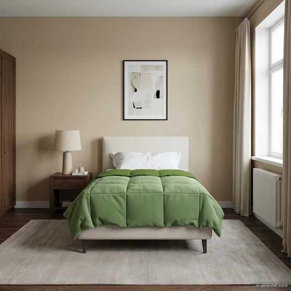 vidaXL Edred&oacute;n de Todo el A&ntilde;o Acolchado Verde 135 x 200 cm Microfibra