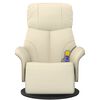 vidaXL Sill&oacute;n reclinable masaje con reposapi&eacute;s cuero sint&eacute;tico crema
