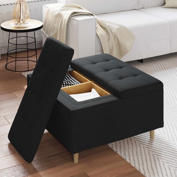 vidaXL Otomano de almacenamiento con coj&iacute;n Negro 80 x 80 x 45 cm tela