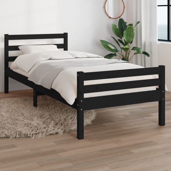 vidaXL Estructura de cama sin colchón madera maciza negro 100x200 cm