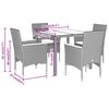 vidaXL Set comedor jard&iacute;n 5 pzas cojines rat&aacute;n sint&eacute;tico vidrio beige