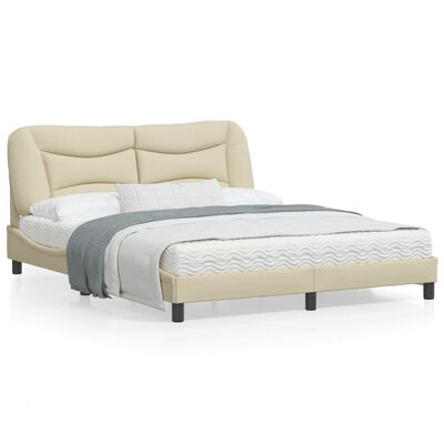 vidaXL Estructura de cama con cabecero de tela color crema 160x200 cm