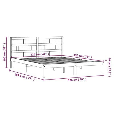 vidaXL Estructura cama doble pequeña madera maciza negro 120x190 cm