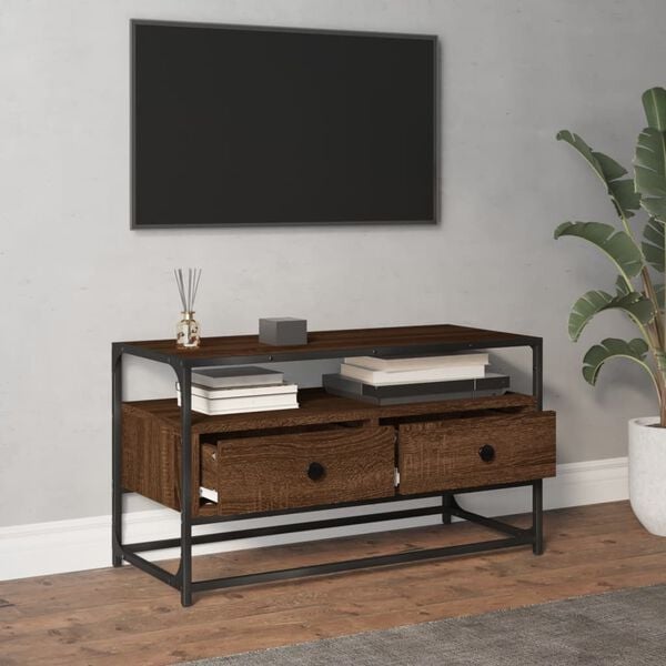 vidaXL Mueble para TV madera contrachapada roble marr&oacute;n 80x35x45 cm