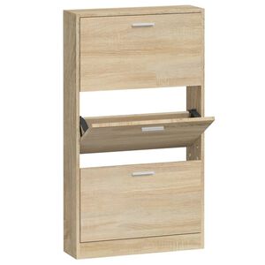 vidaXL Zapatero madera contrachapada color roble 59x17x108 cm