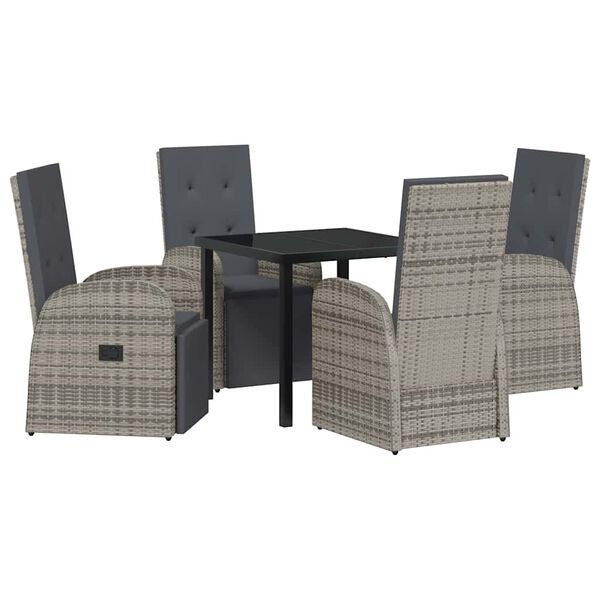 vidaXL Conjunto de Comedor de Jard&iacute;n 5 pcs Gris rat&aacute;n sint&eacute;tico