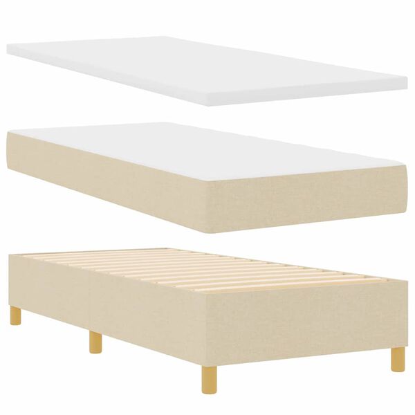 vidaXL Cama tipo Box Spring con colch&oacute;n Crema 90 x 200 cm tela