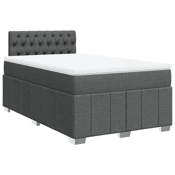 vidaXL Cama box spring con colch&oacute;n tela gris oscuro 120x190 cm