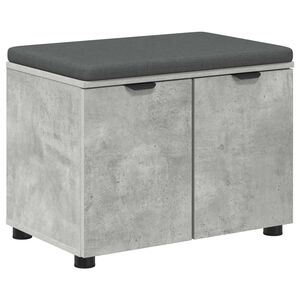 vidaXL Banco de entrada con coj&iacute;n Gris Concreto 60 x 38 x 46 cm