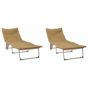 vidaXL Tumbona plegable con coj&iacute;n 2 uds. Beige
