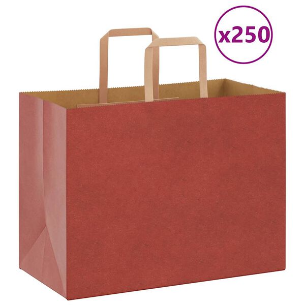 vidaXL Bolsas de papel con asas 250 uds rojo 32x17x25 cm