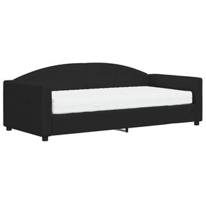 vidaXL Sof&aacute; cama con colch&oacute;n tela negro 90x190 cm