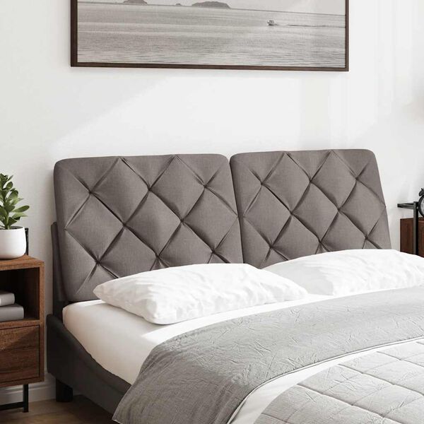 vidaXL Cabecero de cama acolchado tela gris taup&eacute; 120 cm