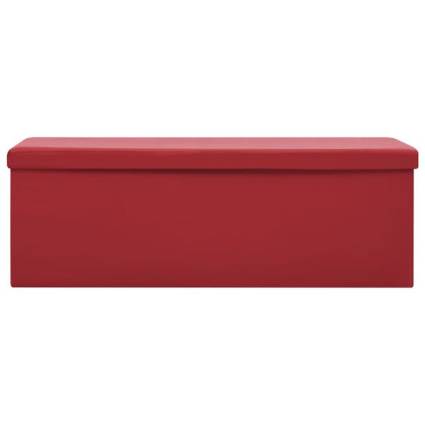 vidaXL Banco con almacenaje plegable rojo vino tinto PVC
