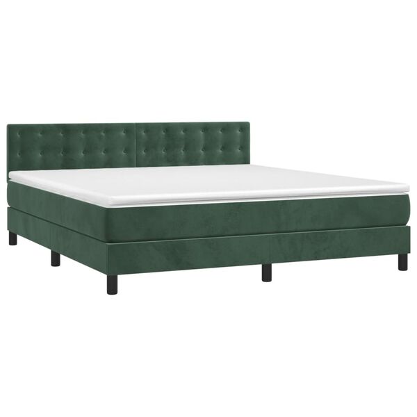 vidaXL Cama box spring con colch&oacute;n terciopelo verde oscuro 180x200 cm