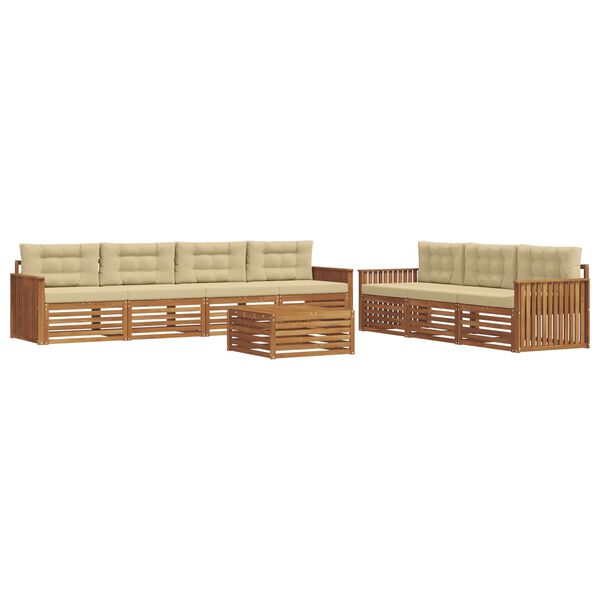 vidaXL Conjunto de sof&aacute;s de exterior con coj&iacute;n 8 pcs Natural y Beige