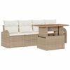 vidaXL Conjunto de sof&aacute; de jard&iacute;n 5 uds. Beige Polirat&aacute;n