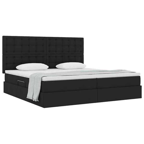 vidaXL Cama con almacenamiento y colch&oacute;n Negro 200 x 200 cm Poli&eacute;ster