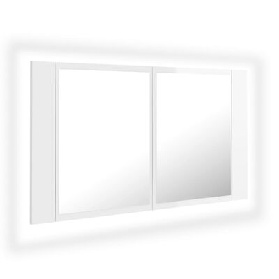 vidaXL Armario espejo de baño LED acrílico blanco brillo 80x12x45 cm