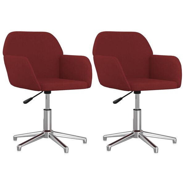 vidaXL Sillas de comedor giratorias 2 unidades tela rojo tinto