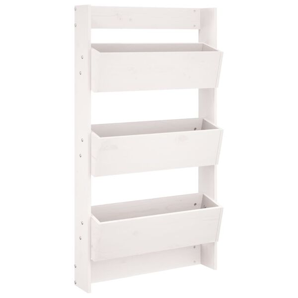 vidaXL Jardinera de pared 3 niveles madera pino blanco 60x18,5x110 cm