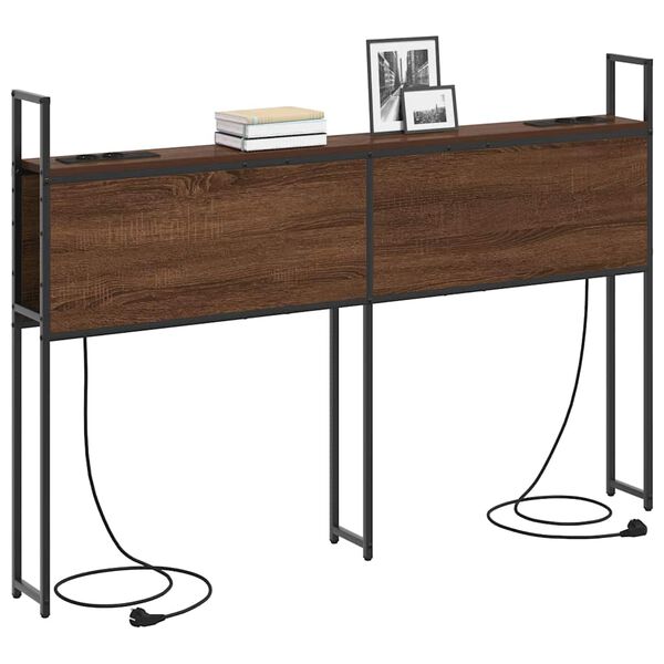 vidaXL Cabecero de Almacenamiento con Estaci&oacute;n de Carga Marr&oacute;n roble