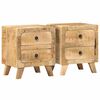vidaXL Mesilla de noche 2 uds 40x32x46 cm madera mango rugosa