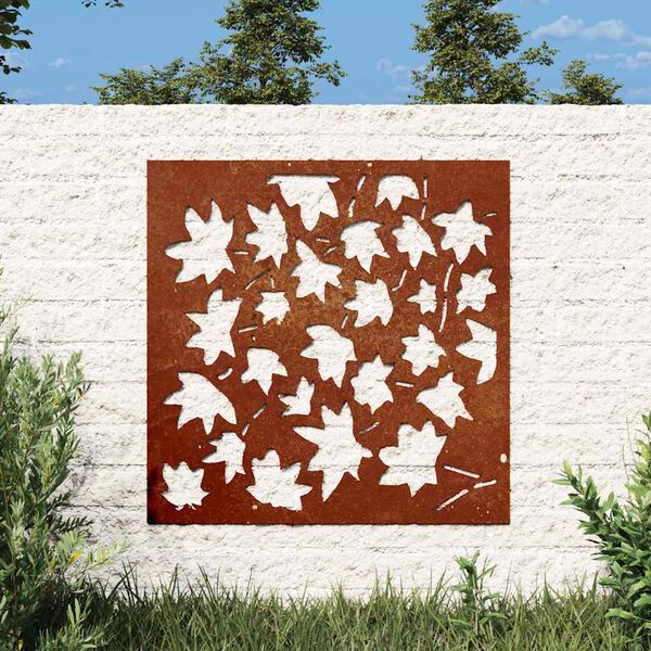 vidaXL Adorno de pared jard&iacute;n acero corten dise&ntilde;o hoja arce 55x55 cm