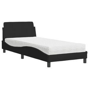 vidaXL Cama con colch&oacute;n Dover tela negro 80x200 cm
