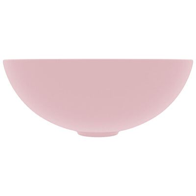 vidaXL Lavabo de cuarto de baño redondo cerámica rosa mate