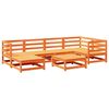 vidaXL Juego de sof&aacute;s de jard&iacute;n 7 pzas madera maciza pino marr&oacute;n cera