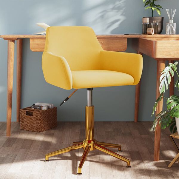vidaXL Silla de comedor giratoria de terciopelo amarillo