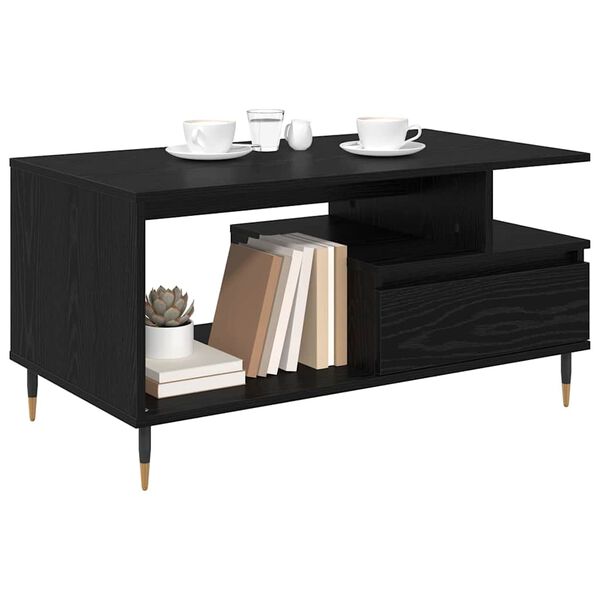 vidaXL Mesa de Caf&eacute; Roble Negro 90 x 49 x 45 cm Madera de ingenier&iacute;a