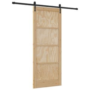 vidaXL Puerta Corredera ORKDAL Natural y negro 86 x 211 cm