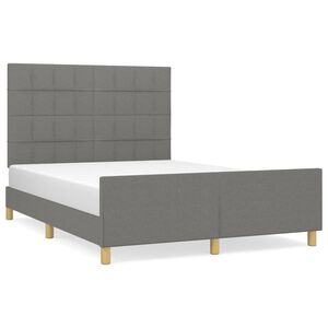 vidaXL Estructura de cama sin colch&oacute;n tela gris oscuro 140x200 cm